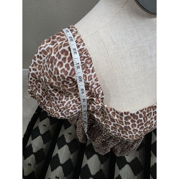 J.Crew Leopard Print Puff Sleeve Smocked Dress Size 12 - Picture 5 of 14